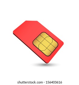 Red Sim Card. Vector