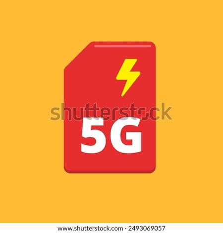 A red simcard with text 5G. Isolated Vector Illustration