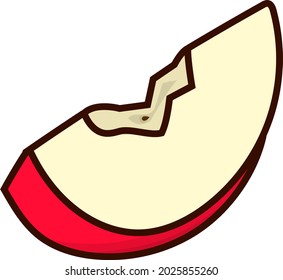 Ilustración roja simple de manzana. rebanar manzana para un menú saludable.
