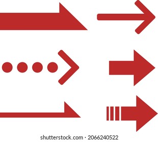 Red simple arrow icon illustration set