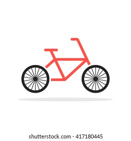 red simple bicycle emblem. concept of cycling, bycicle pictogram, fat-bike, cyclist hobby, motion, cyclotourism. flat style trend modern logotype graphic design vector illustration on white background