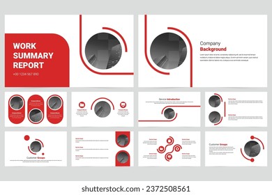 Red Simple business work report slide presentation template