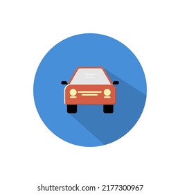 red simple car icon with circle