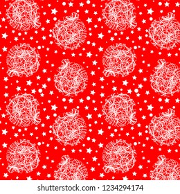 Red simple christmas patterns. New year balls