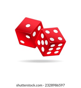 Red simple dice game on isolated background, Vector illustration.