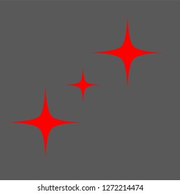 Red simple flat style light star flares isolated on grey background. Vector illustration