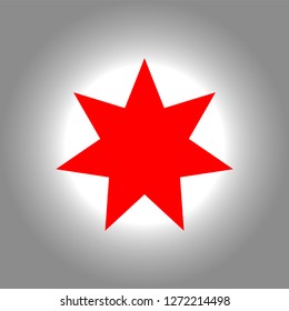 Red simple flat style light star flares isolated on grey background. Vector illustration