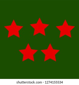 Red simple flat style light star flares isolated on green background. Vector illustration