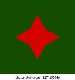 Red simple flat style light star flares isolated on green background. Vector illustration