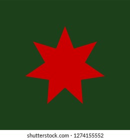 Red simple flat style light star flares isolated on green background. Vector illustration