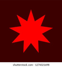 Red simple flat style light star flares isolated on burgundy background. Vector illustration