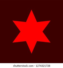 Red simple flat style light star flares isolated on burgundy background. Vector illustration