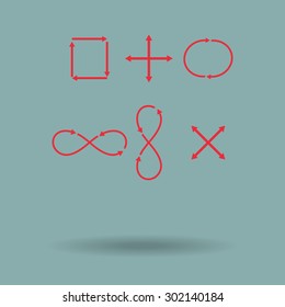 Red Simple Icon set related to Interface Arrows 