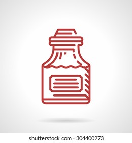 Red simple line vector icon for bottle for tattoo ink. Necessary items for tattoo master. Design element for business, logo and website