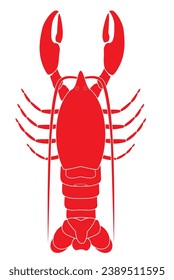 Red Simple Lobster Icon with a White Background