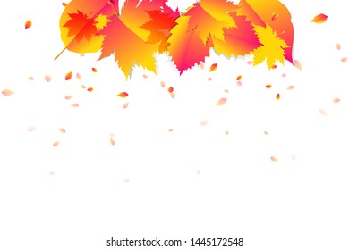 Red simple minimalistic autumn background. Orange yellow watercolor brushes