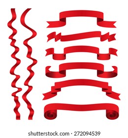 Red simple nice realistic clean banner tape set