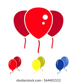 Red Simple Party Balloon Icons Isolated On White Background