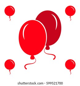 Red Simple Party Balloon Icons Isolated On White Background