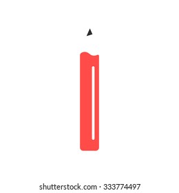 red simple pencil icon. concept of crayon, study, accessory, chancery, secretarial or designer item, chancellery. isolated on white background. flat style trend modern brand design vector illustration
