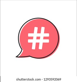 red simple thin line hashtag icon. flat contour trendy logotype graphic art design illustration isolated on white background.