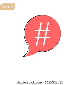red simple thin line hashtag icon. flat contour trendy logotype graphic art design illustration isolated on white background. concept of popular message for microblogging or advertising emblem