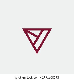 Red simple triangle geometric trendy company business abstract line art logo design icon