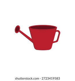 Ilustración vectorial simple roja de la lata de riego sobre fondo blanco. Herramienta de jardinería