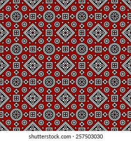 Red Sindhi Ajrak Pattern, Vector Illustration