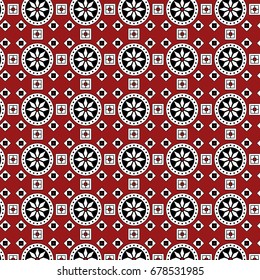 Red Sindhi Ajrak Pattern, Vector Illustration
