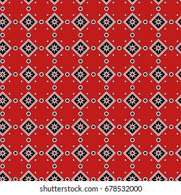 Red Sindhi Ajrak Pattern, Vector Illustration