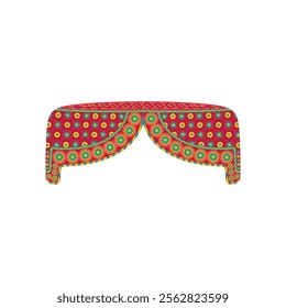 Red Sindhi Topi Pakistan Hat Sindh Culture flat vector illustration