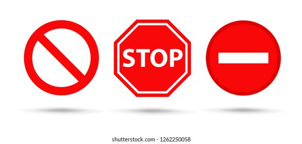 Red Sing Stop and warning symbol Vector. Isolate on white background.
