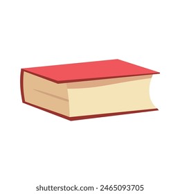 Red single book vector illustration, flat icon design style, isolated on white background