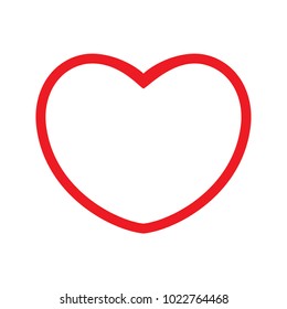 Red single lined heart icon concept, simple clear amour clipart / element for app, logo, ui, ux button, web interface, glyphs flat design style illustration vector eps 10 isolated on white background