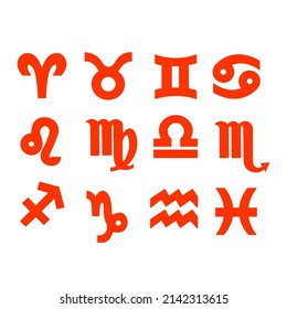 Red sings of the zodiac on a white background