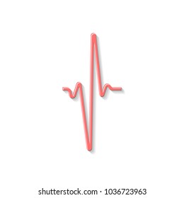 Red sinusoidal heartbeat logo isolated on white background