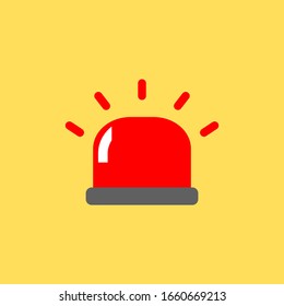 red siren cartoon flat style isolated on yellow background. vector illustration 