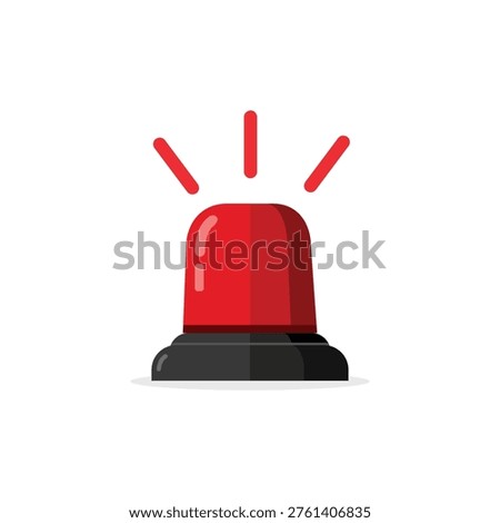 A red siren light icon with white background, symbolizing emergency and warning. Flasher icon set. Alarm siren icon vector. Siren icons in multiple styles
