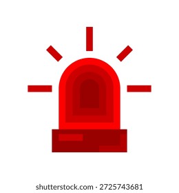 Ícone de raios de luz de sirene vermelha design de vetor plano
