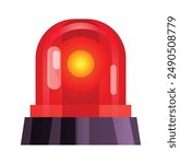 Red siren light. Warning sign, police alarm, ambulance alarm. Vector cartoon illustration