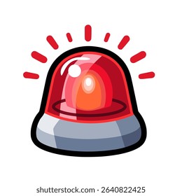  red siren light warning sign police alarm ambulance alarm. Vector illustration isolated on white background.