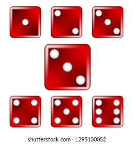 Red Six-Sided Dice Set Vector Illustration Icon