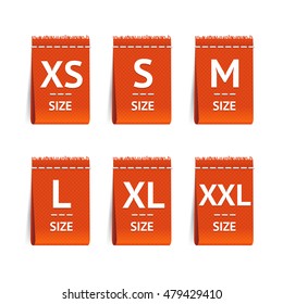 Red Size Clothing Labels Set. Vector illustration