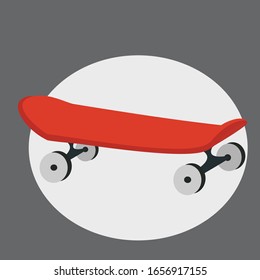 Red skateboard color vector illustration.