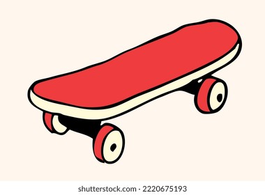 Red Skateboard Doodle Art Illustration