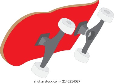Red Skateboard with White Wheels Clip Art