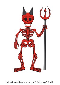 Red skeleton devil holding a triton