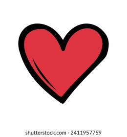 Red sketch heart isolated on white background. Hand drawn love heart. Vector illustration for any design