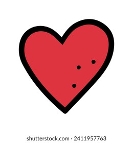 Red sketch heart isolated on white background. Hand drawn love heart. Vector illustration for any design